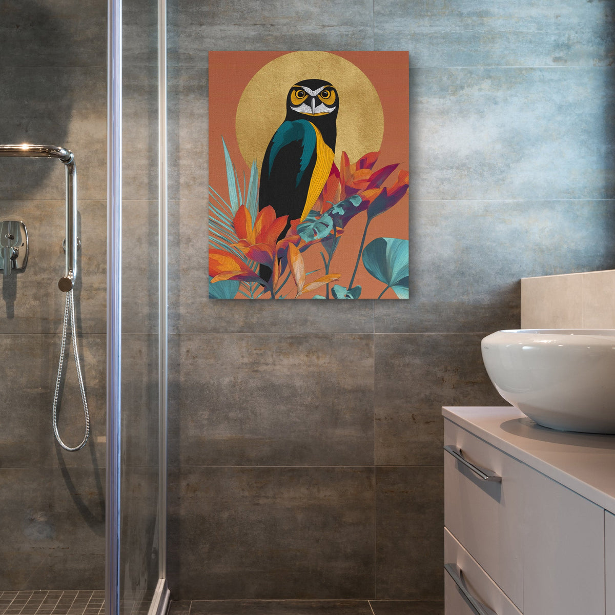 Owl's Tropical Halo - Luxury Wall Art