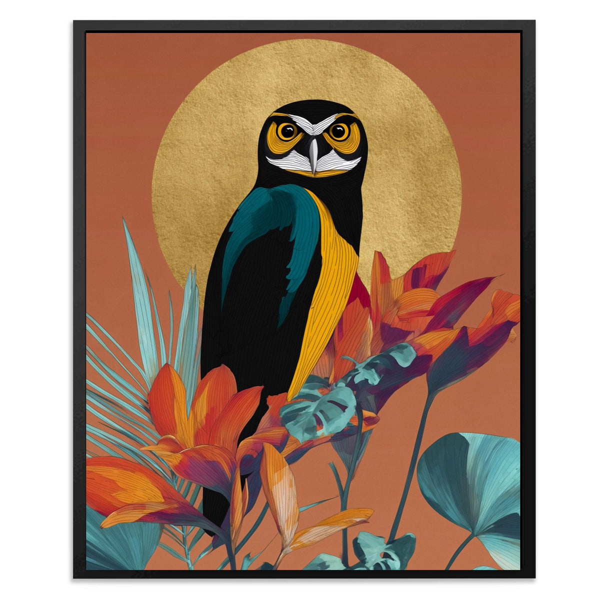 Owl's Tropical Halo - Luxury Wall Art