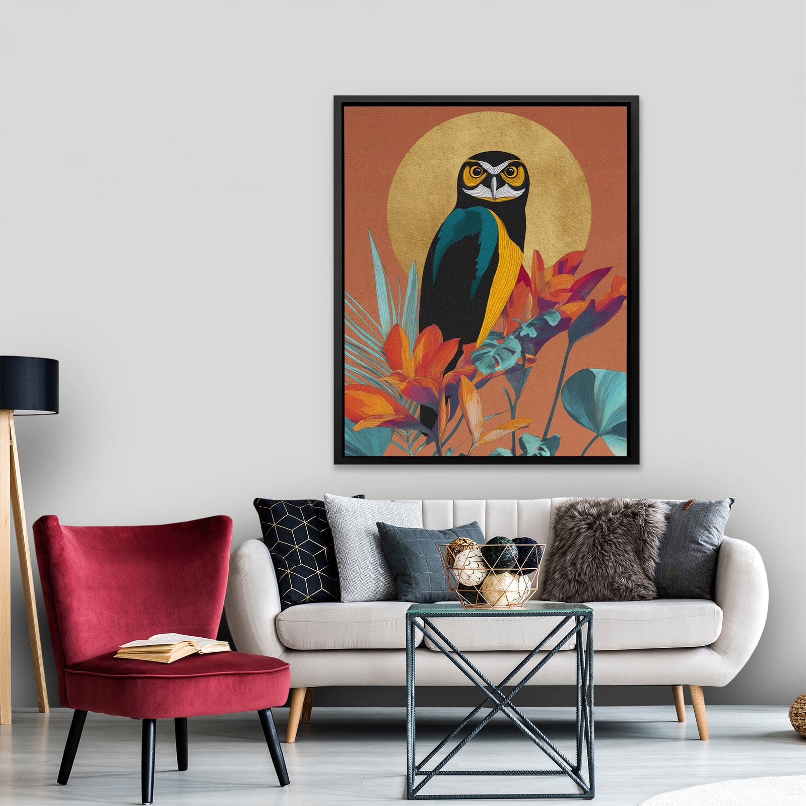 Owl's Tropical Halo - Luxury Wall Art