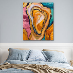 Oyster Dreamscape Gold canvas wall art, room view