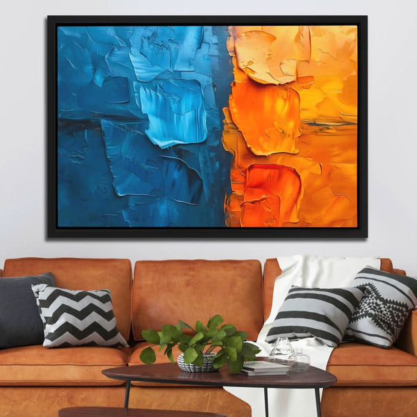 Paint Chunks: Bold Abstract Art in Blue and Orange - Luxury Wall Art