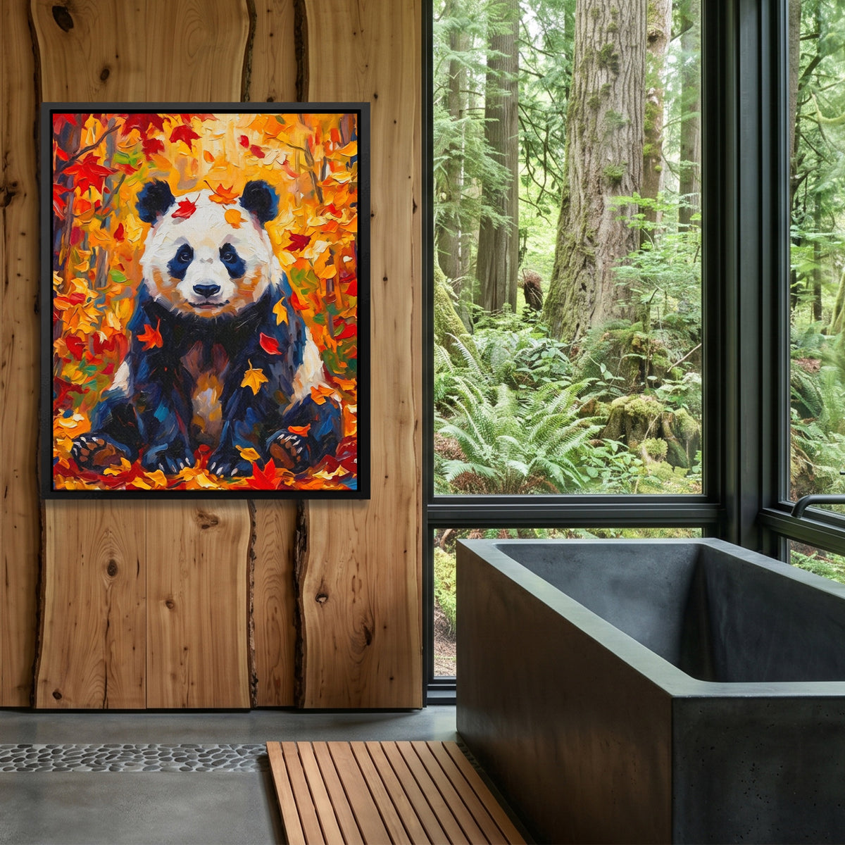 Panda Autumn Fun — Panda Autumn Fun Outdoor Bathroom Log Port 291