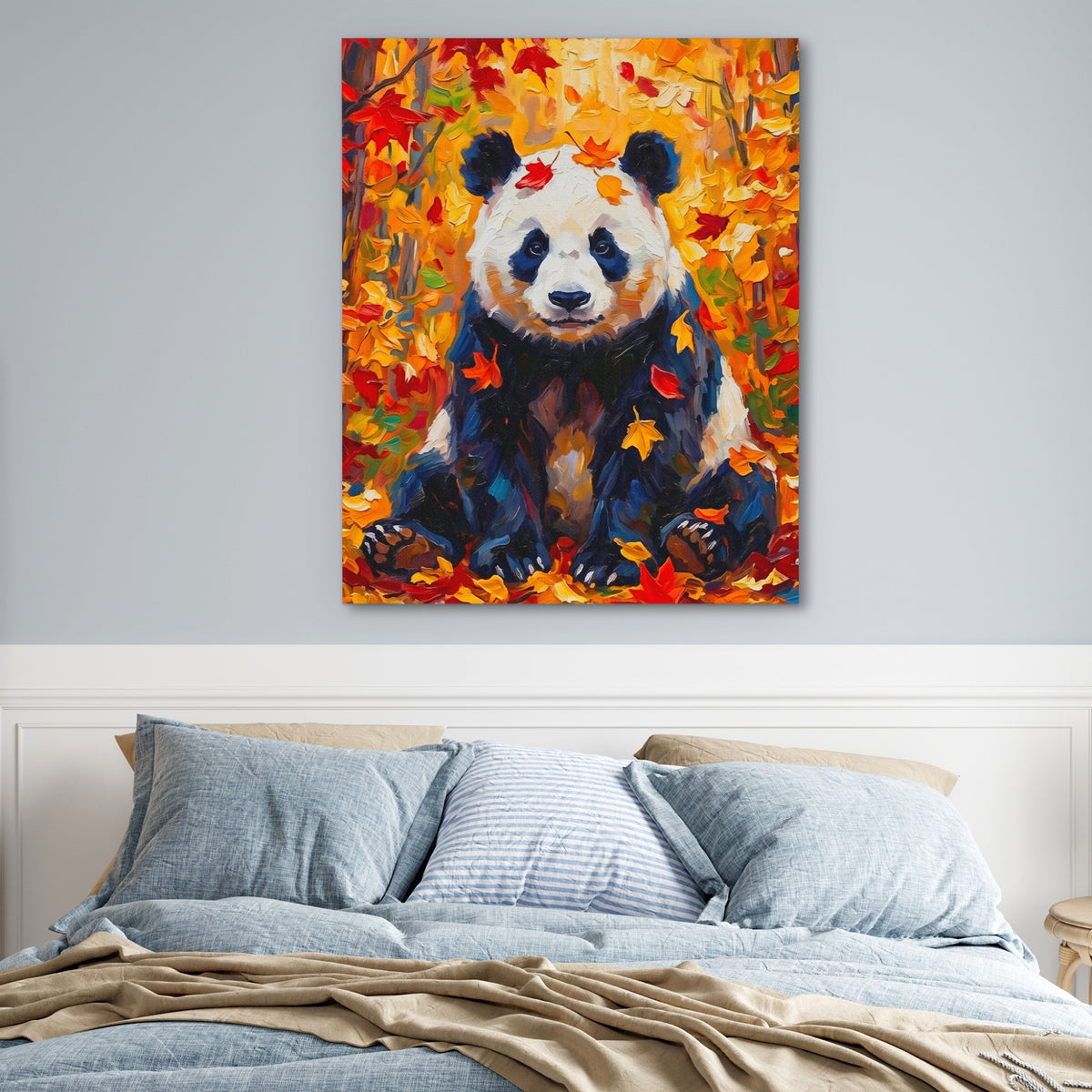 Panda Autumn Fun — Panda Autumn Fun Blue Bedroom 16