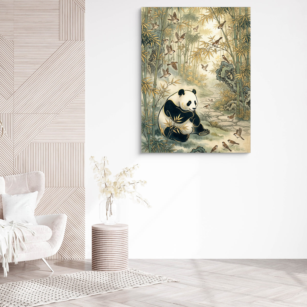 Panda Bamboo Serenity — panda bamboo serenity sq white chair wall 1port flush print