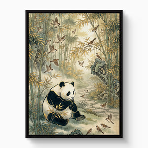 Panda Bamboo Serenity — panda bamboo serenity white studio framed black