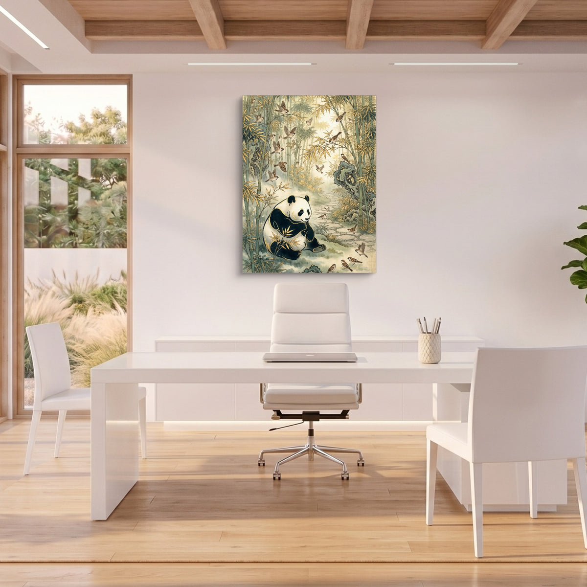 Panda Bamboo Serenity — panda bamboo serenity sq beach house office 1port flush print