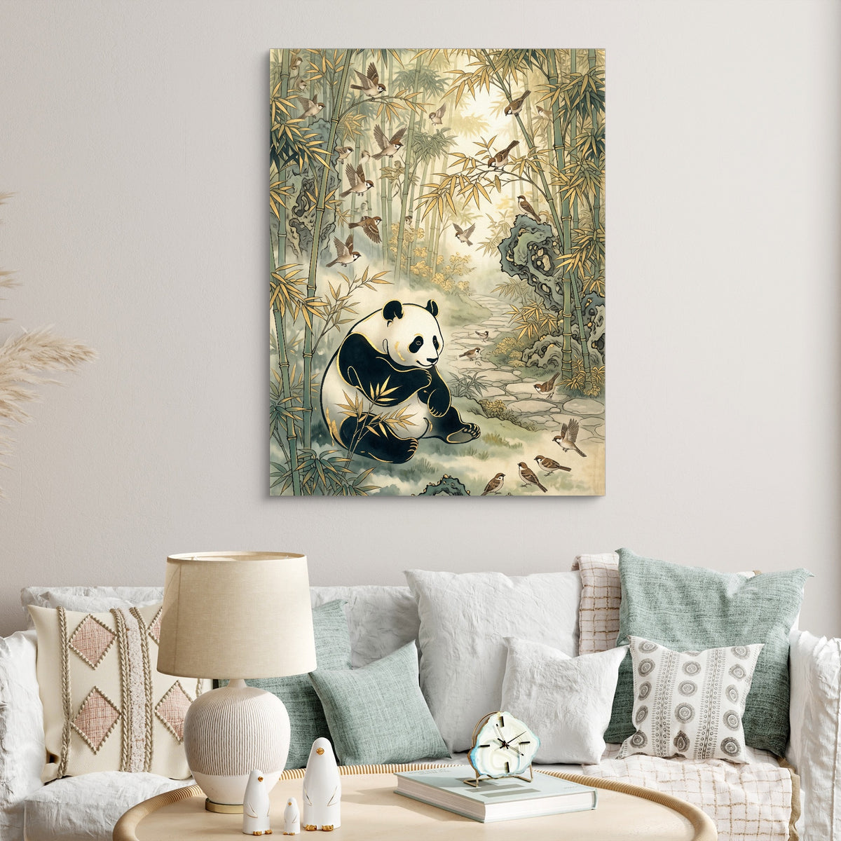 Panda Bamboo Serenity — panda bamboo serenity sq clock bed 1port flush print