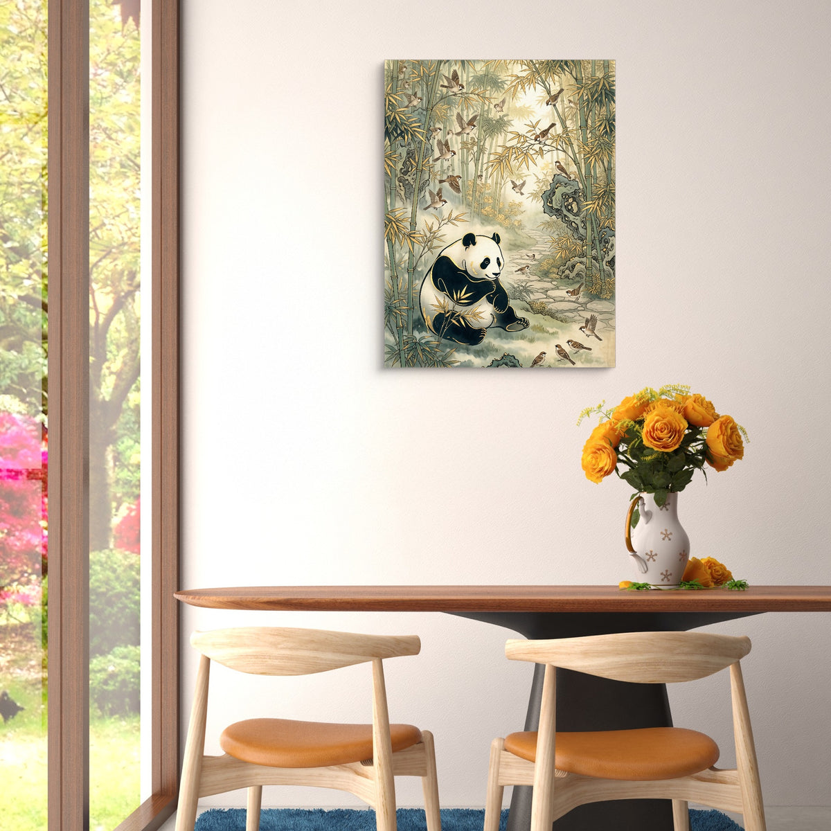 Panda Bamboo Serenity — panda bamboo serenity sq floral dining room 1port flush print