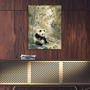 Panda Bamboo Serenity — panda bamboo serenity sq gold wood wall 1port flush print