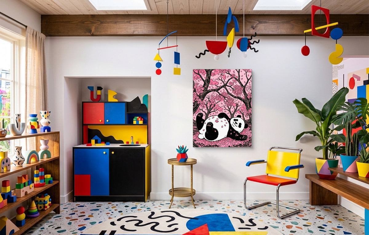 Panda Cherry Bloom — panda cherry bloom colorful kids room 1port flush print