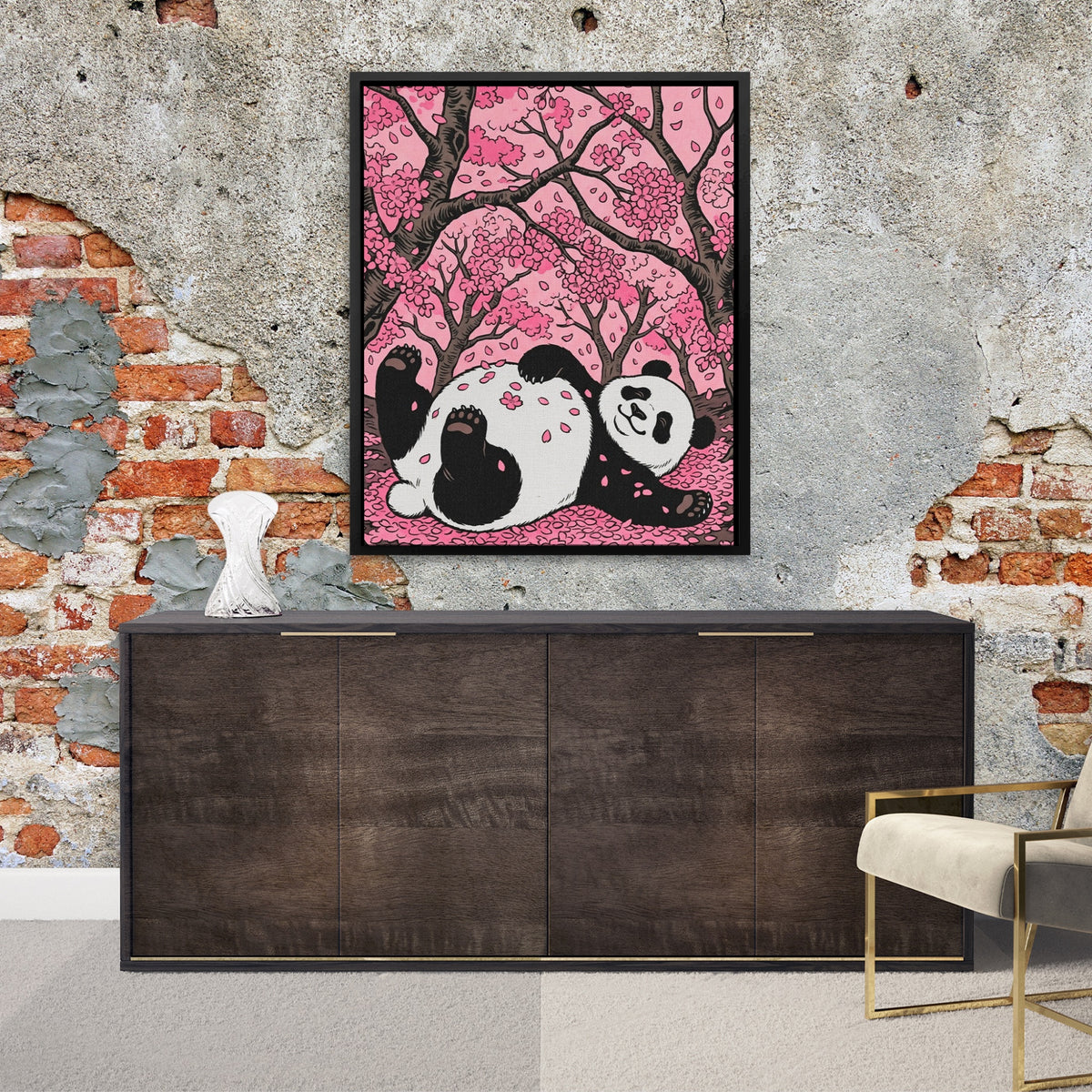 Panda Cherry Bloom — Panda Cherry Bloom Luxurious Room Exposed Brick 44