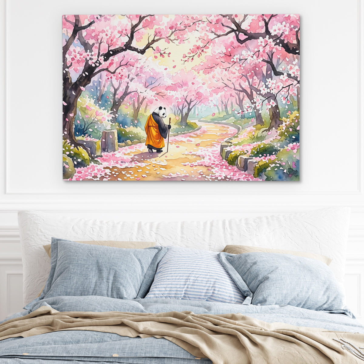 Panda Cherry Blossom — Panda Cherry Blossom Light Blue Bed 212
