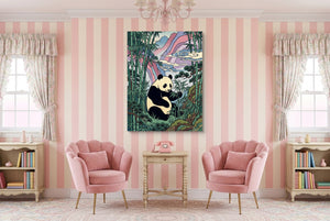 Panda Feast — panda feast pink living room interior 1port flush print
