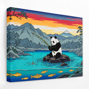 Panda Fishing Sunset — Panda Fishing Sunset Landscape   Side View   Mirror Wrap 149