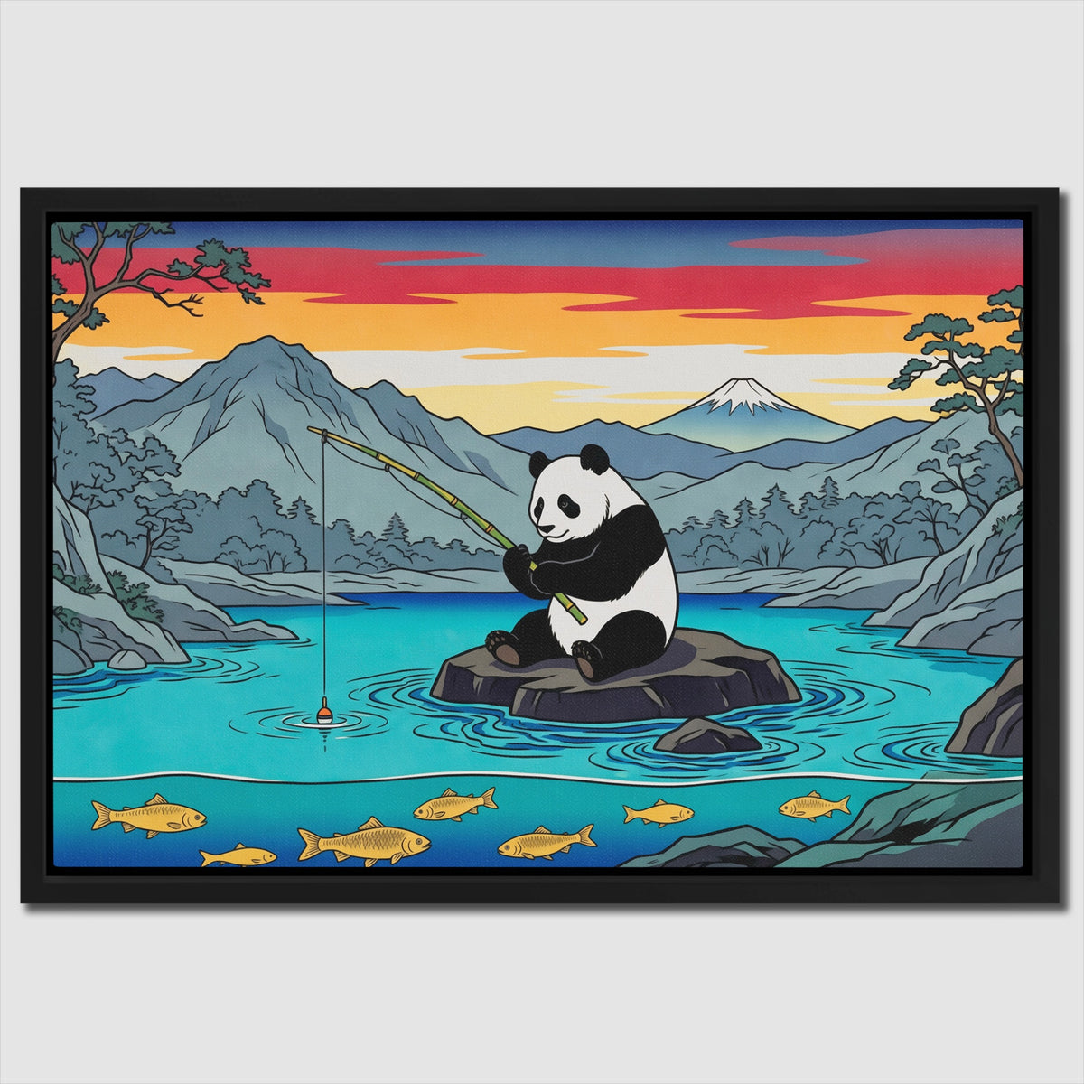 Panda Fishing Sunset — Panda Fishing Sunset Close Up Landscape 85