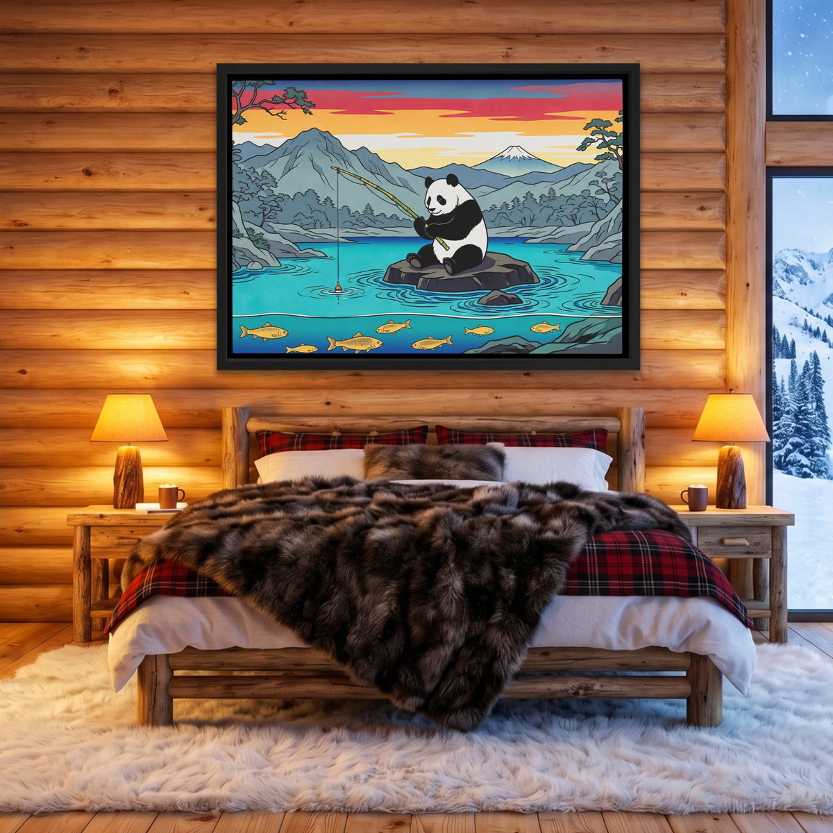 Panda Fishing Sunset — Panda Fishing Sunset Cozy Cabin Land 117