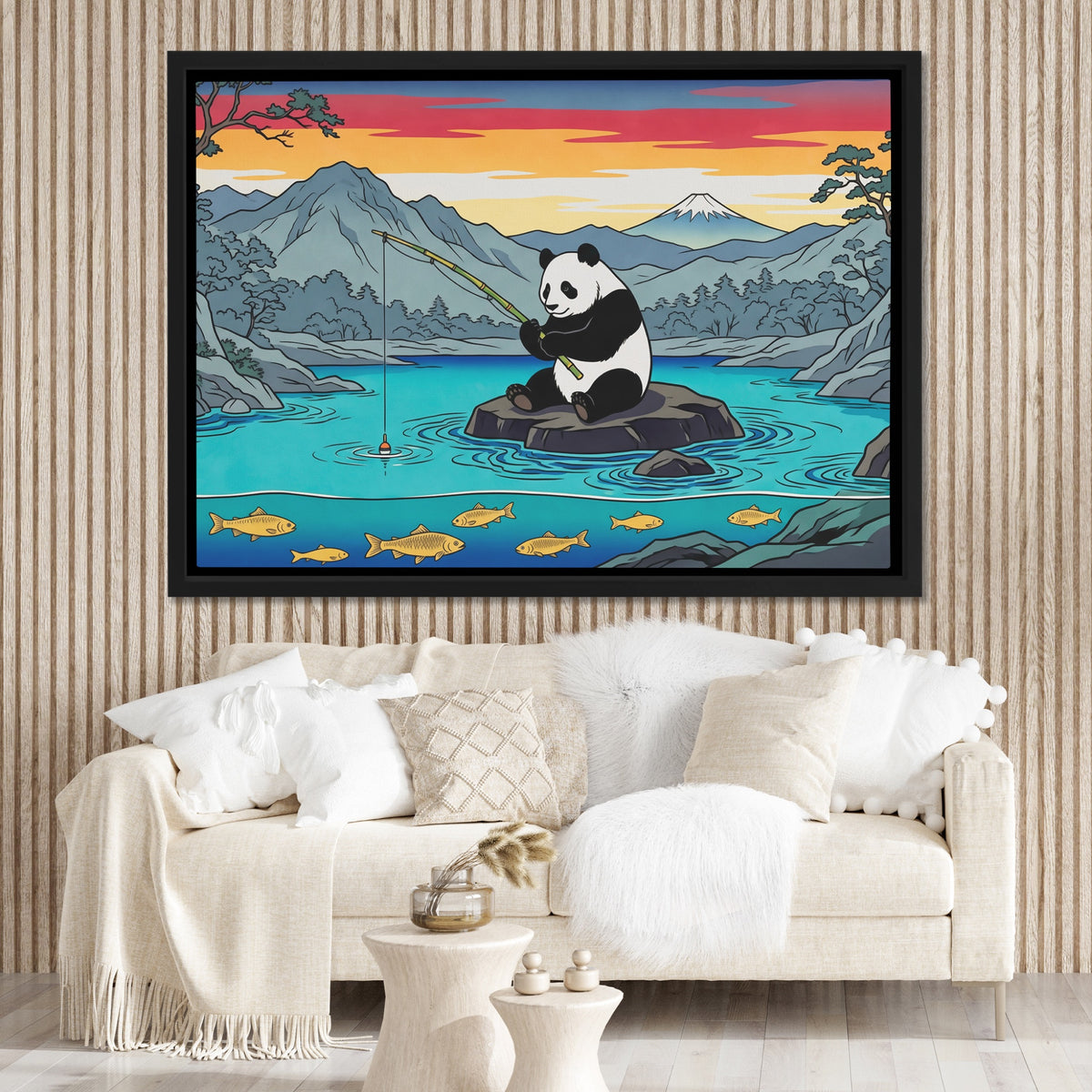 Panda Fishing Sunset — Panda Fishing Sunset Lux Plain Room 165
