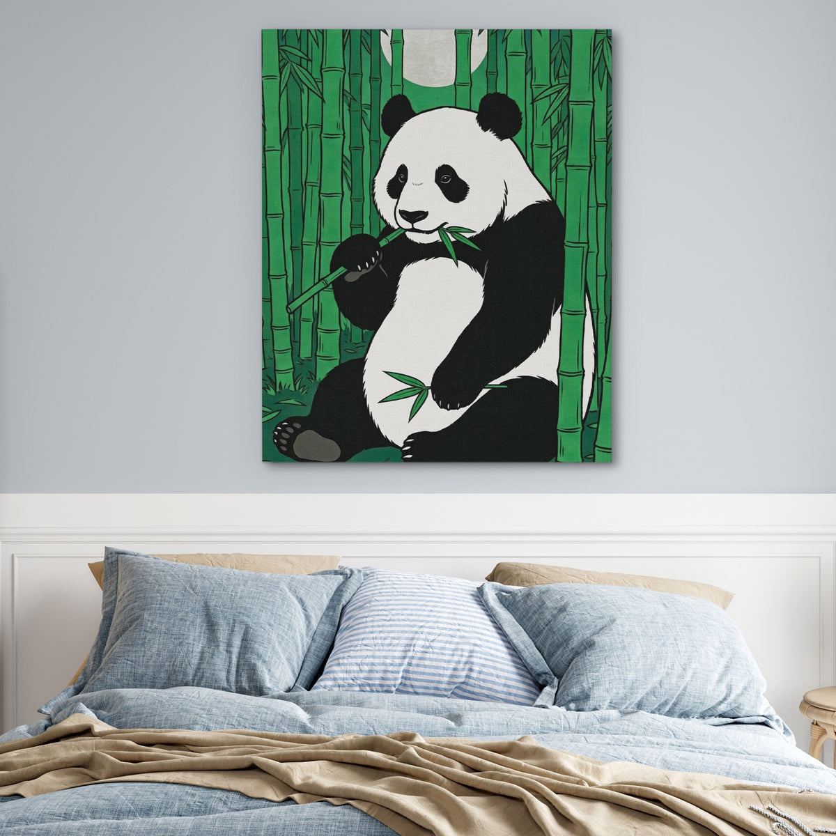 Panda Green Bamboo — Panda Green Bamboo Blue Bedroom 18
