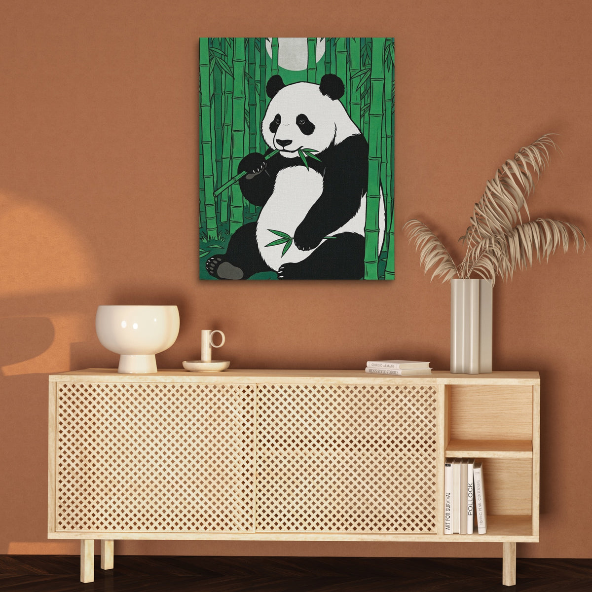Panda Green Bamboo — Panda Green Bamboo Brown Wall 68