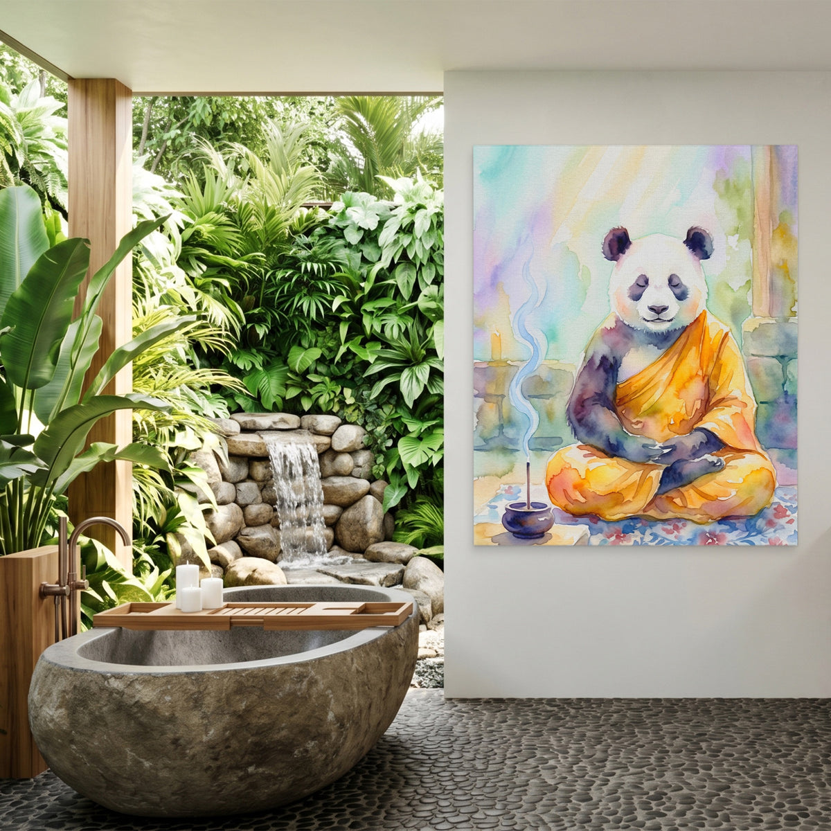 Panda Medidative Thought — Panda Medidative Thought Outdoor Bathroom Port 319