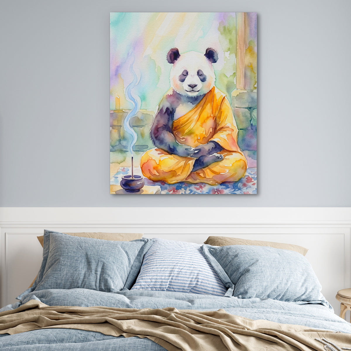 Panda Medidative Thought — Panda Medidative Thought Blue Bedroom 19