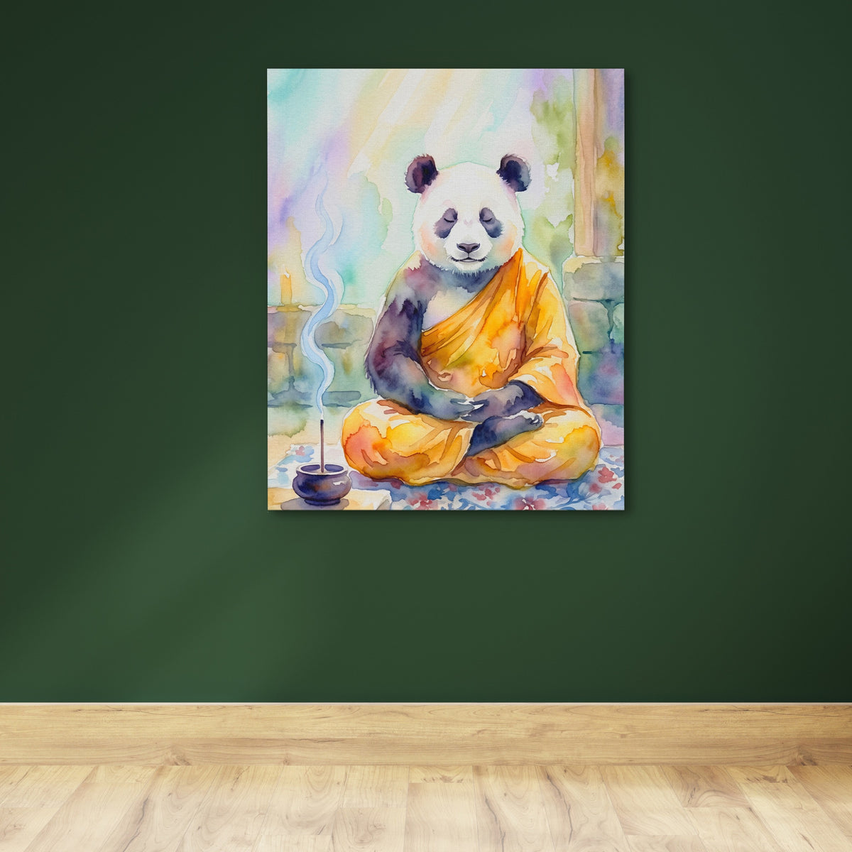 Panda Medidative Thought — Panda Medidative Thought Green Wall 144