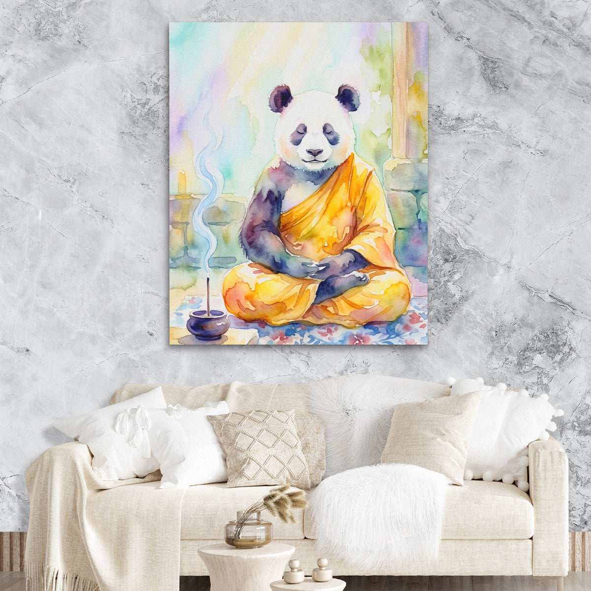 Panda Medidative Thought — Panda Medidative Thought Lux Couch Marble Walls 194
