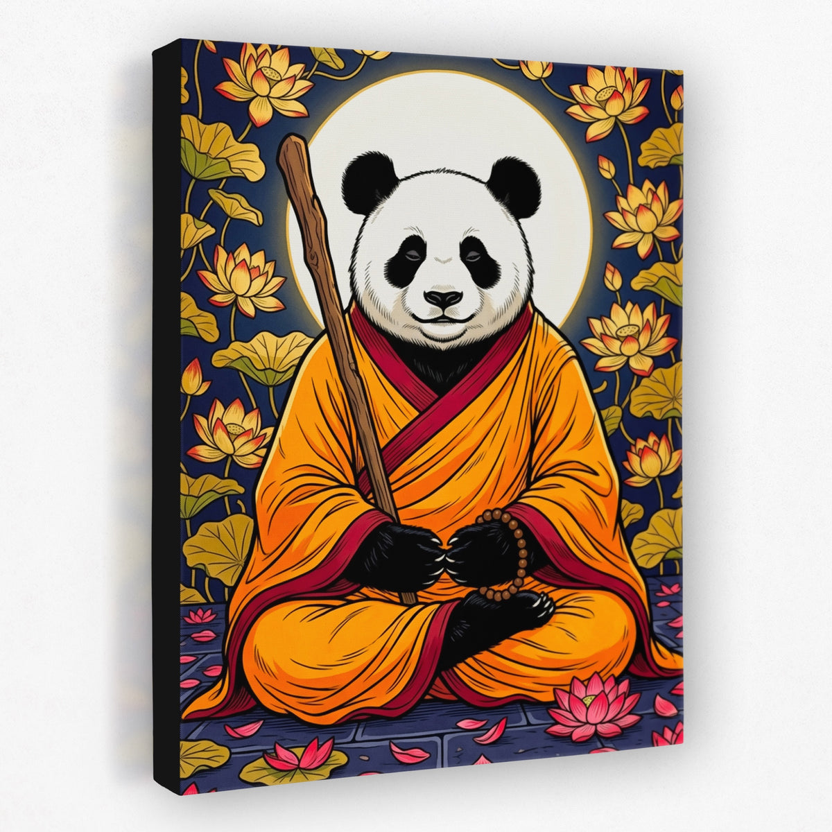 Panda Monk Meditation — Panda Monk Meditation Portrait   Side View   Black Wrap 151