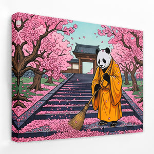 Panda Monk Sweeping — Panda Monk Sweeping Landscape   Side View   Mirror Wrap 150