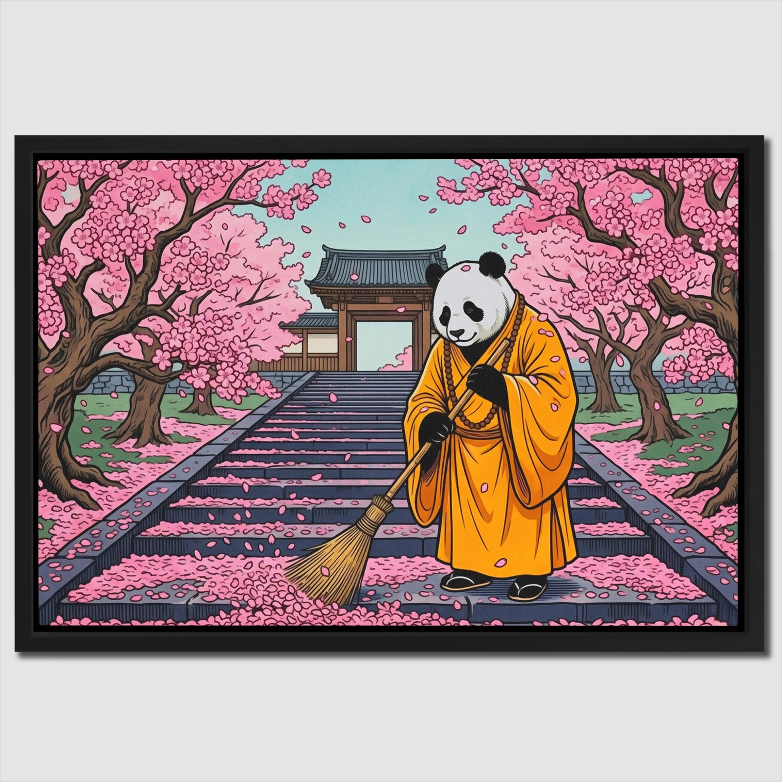 Panda Monk Sweeping — Panda Monk Sweeping Close Up Landscape 86