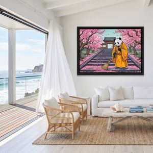Panda Monk Sweeping — Panda Monk Sweeping Malibu Beach Land 182