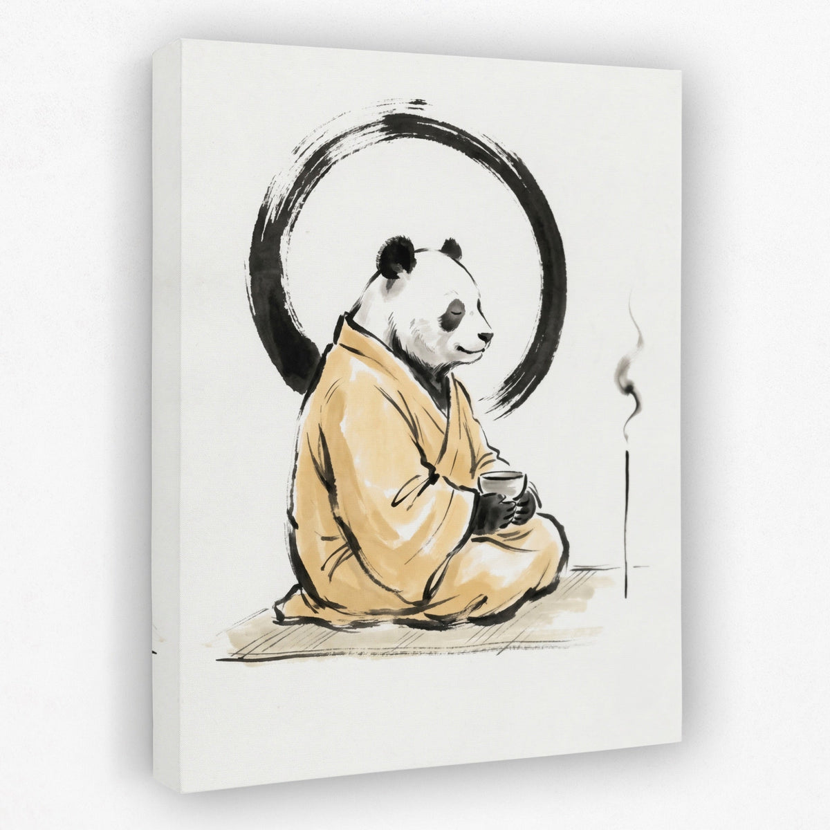 Panda Morning Prayer canvas wall art, room view