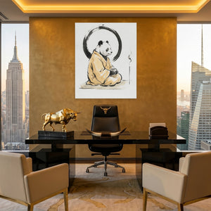 Panda Morning Prayer canvas wall art, room view