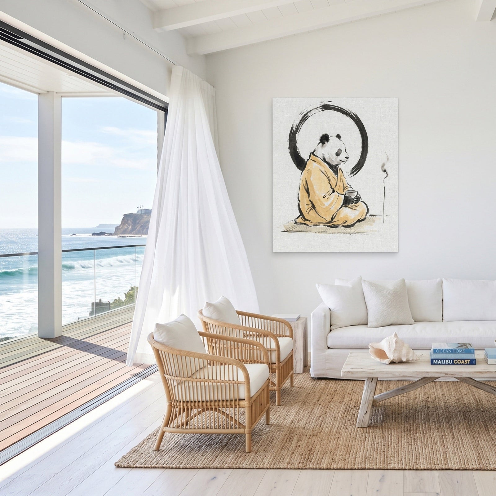 Panda Morning Prayer canvas wall art