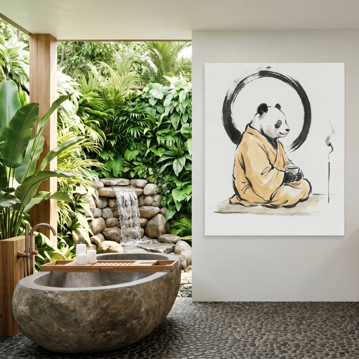 Panda Morning Prayer — Panda Morning Prayer Outdoor Bathroom Port 139