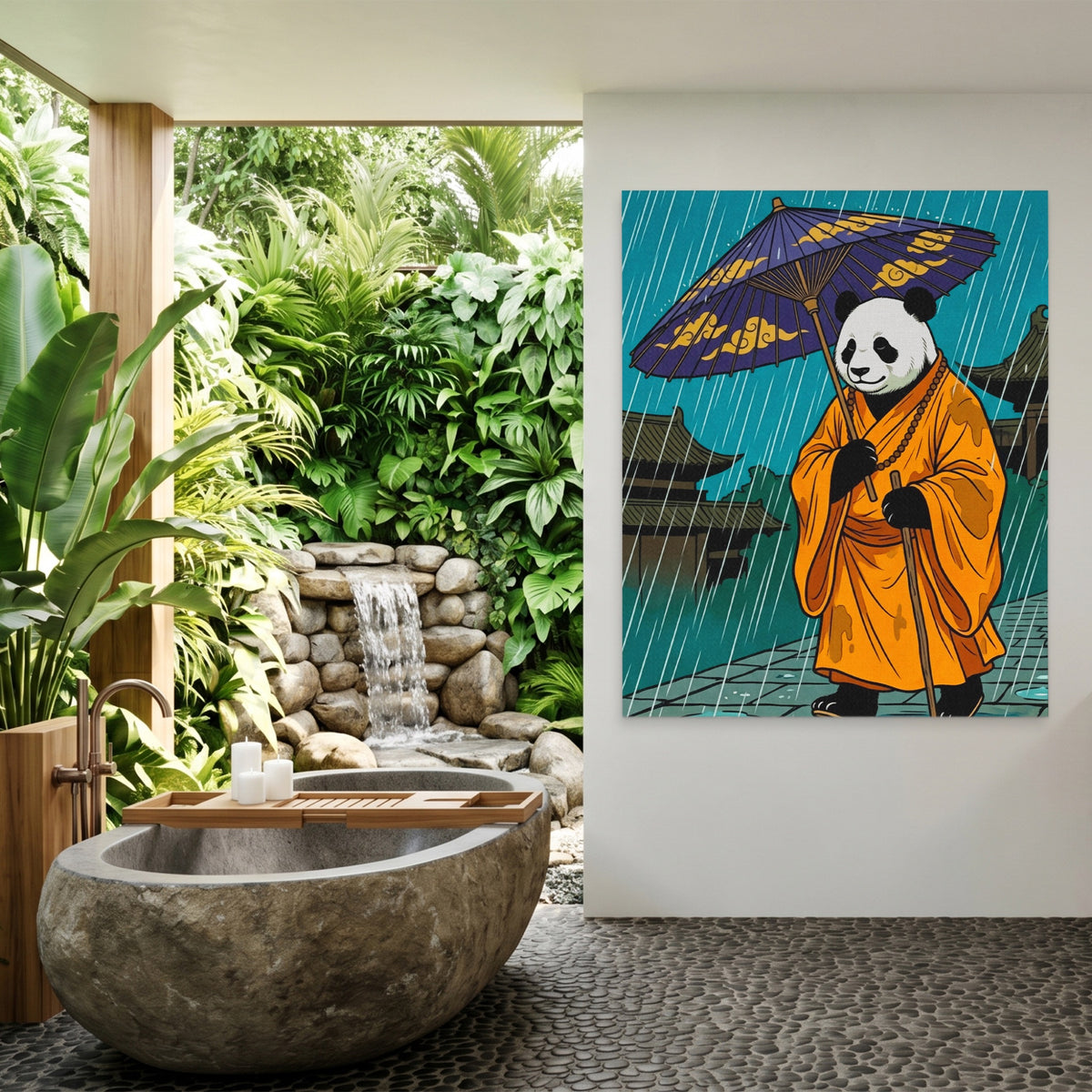 Panda Rainy Monk — Panda Rainy Monk Outdoor Bathroom Port 141
