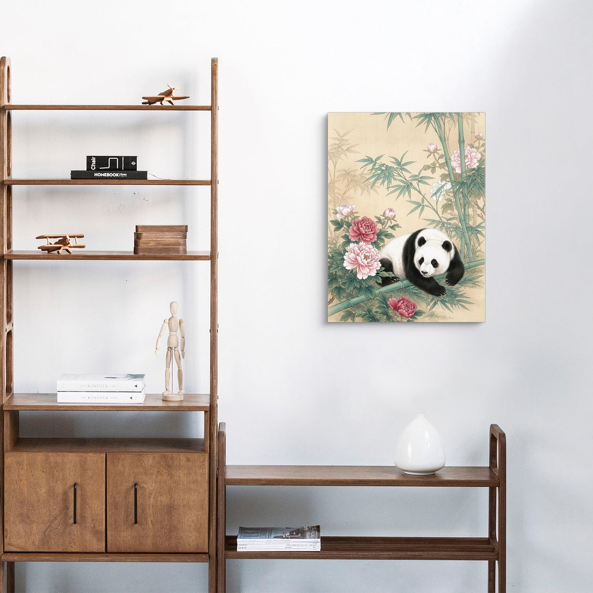 Panda Rests Amidst Peonies - Luxury Wall Art