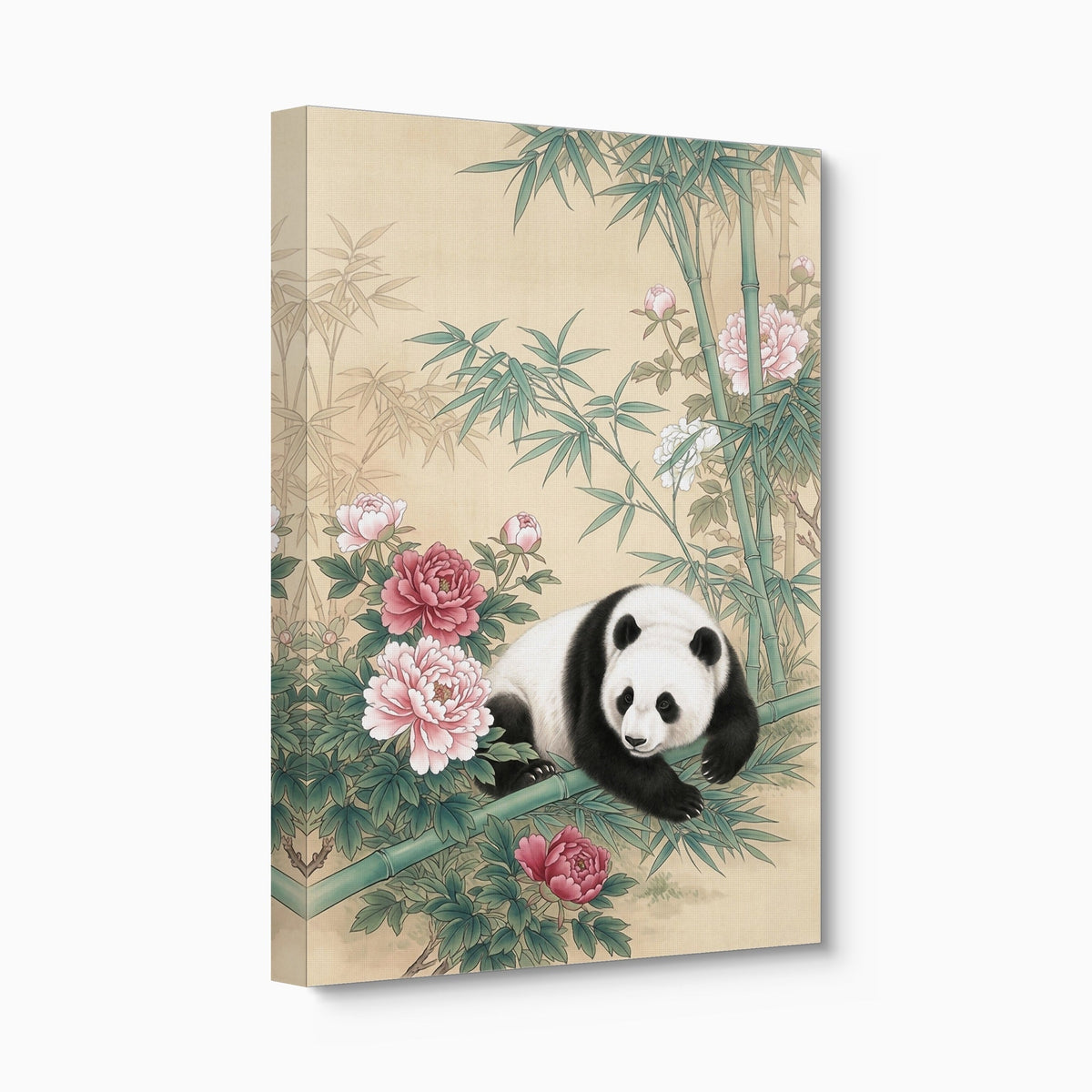 Panda Rests Amidst Peonies - Luxury Wall Art