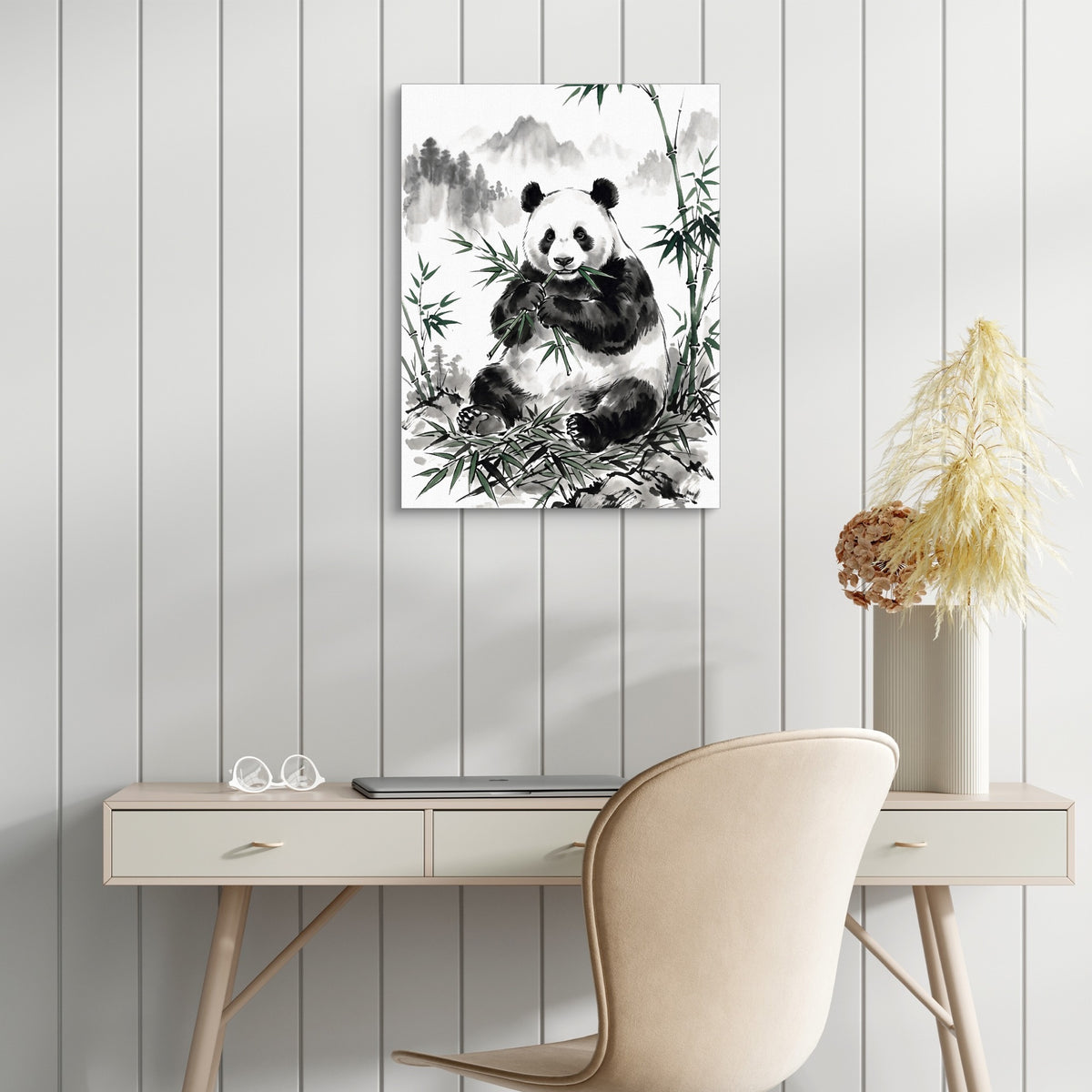 Panda's Feast — panda's feast sq white table 1port flush print