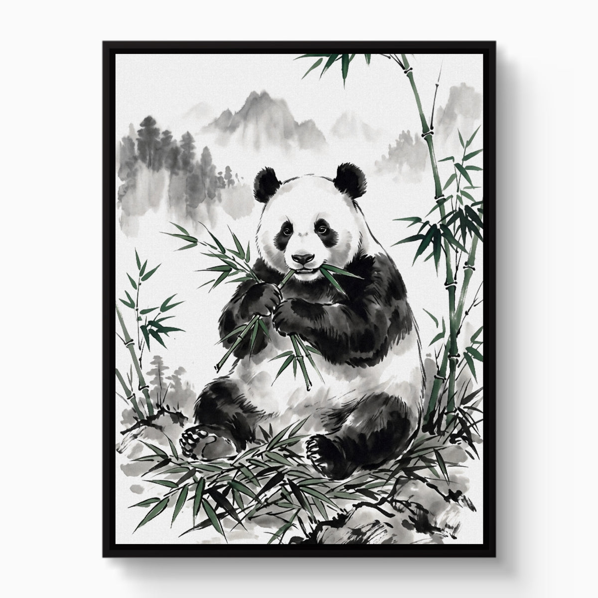 Panda's Feast — panda's feast white studio framed black