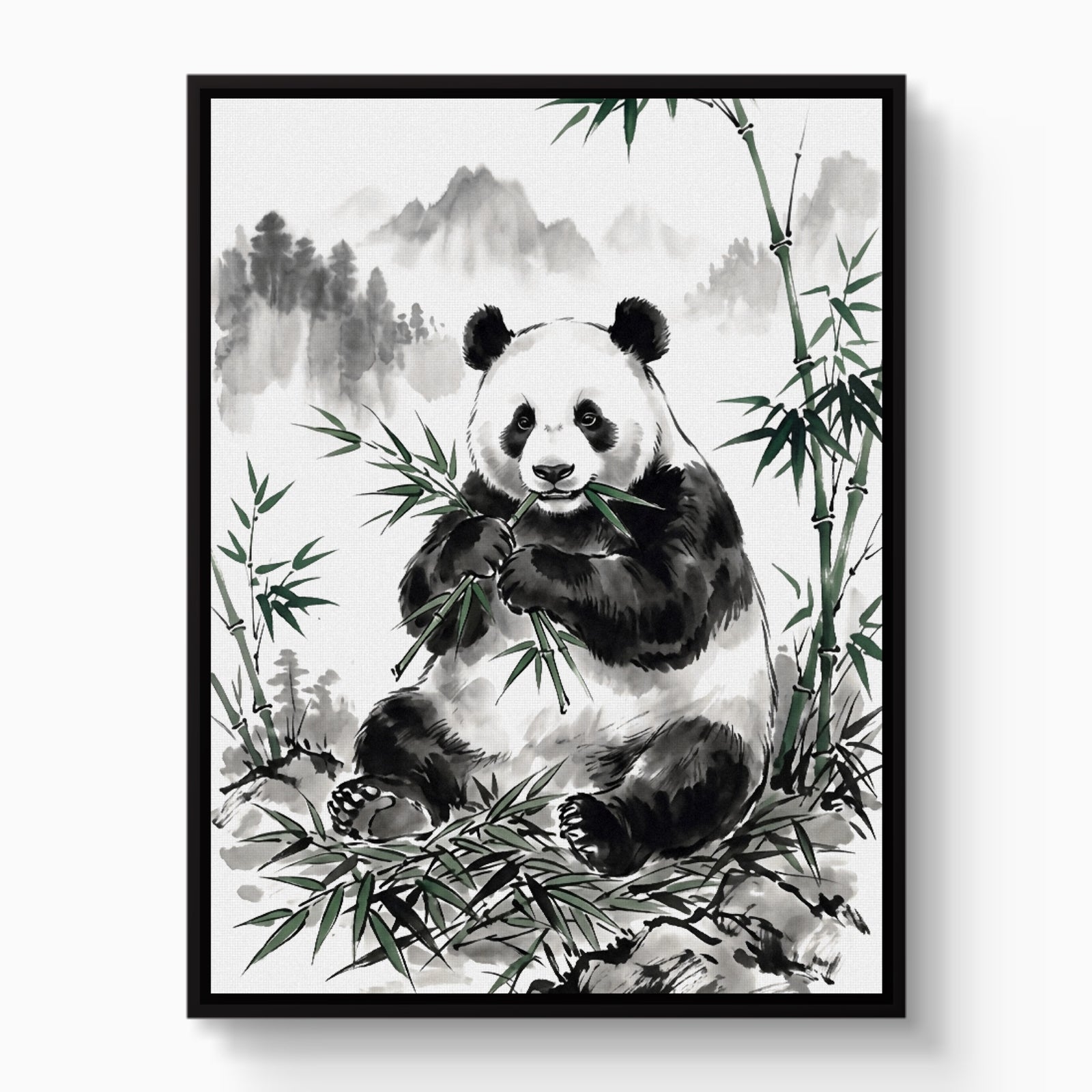 Panda's Feast — panda's feast white studio framed black