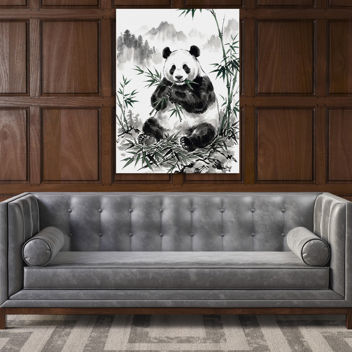 Panda's Feast — panda's feast sq luxury wood walls 1port flush print