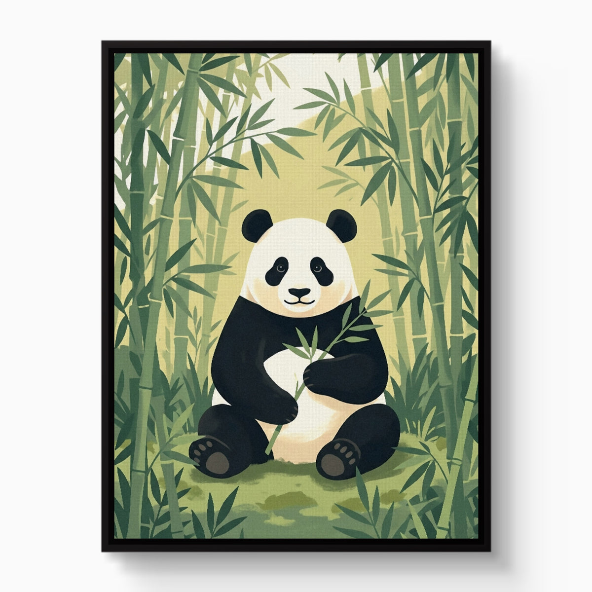 Panda's Forest Green Retreat — panda's forest green retreat white studio framed black