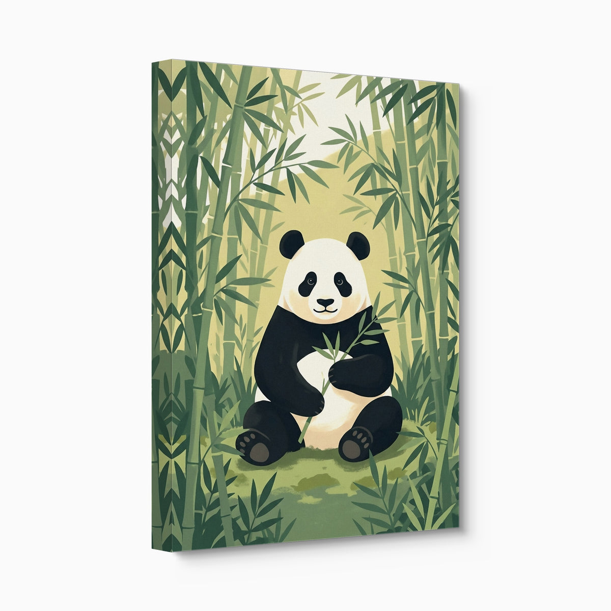 Panda's Forest Green Retreat — panda's forest green retreat angled flush print