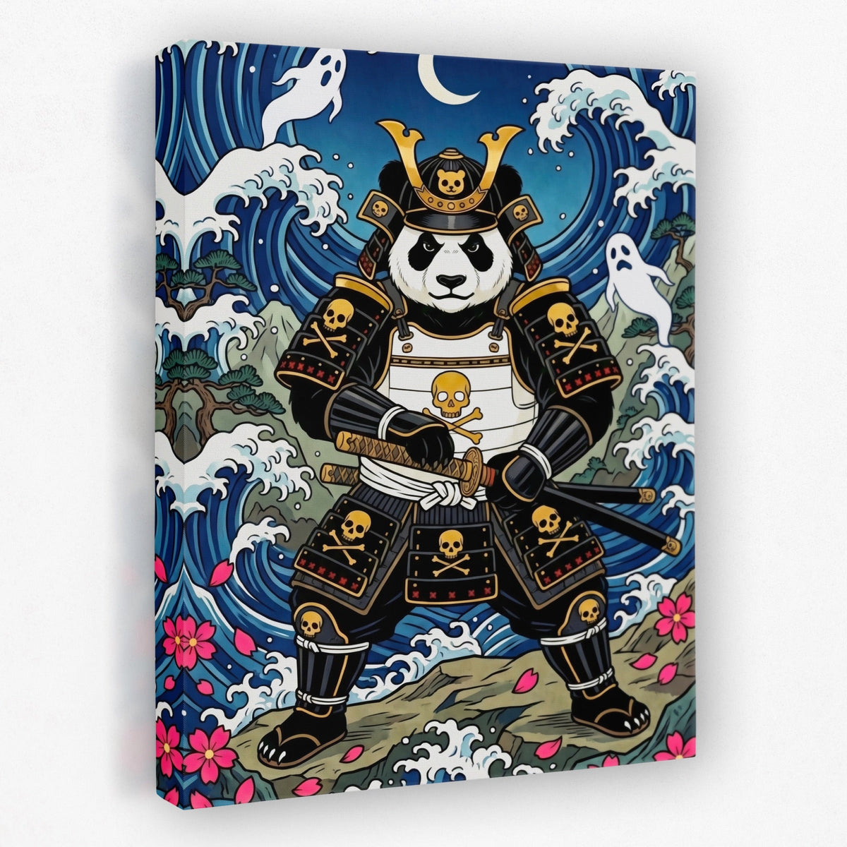 Panda Samurai Nocturne canvas wall art, room view