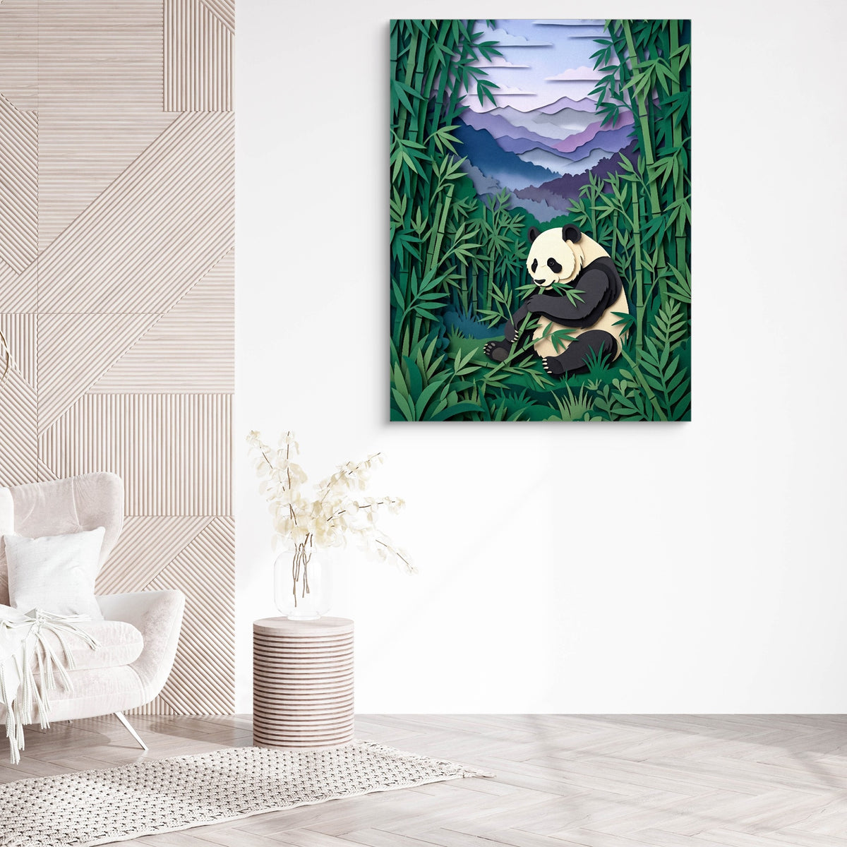 Panda Sanctuary — panda sanctuary sq white chair wall 1port flush print