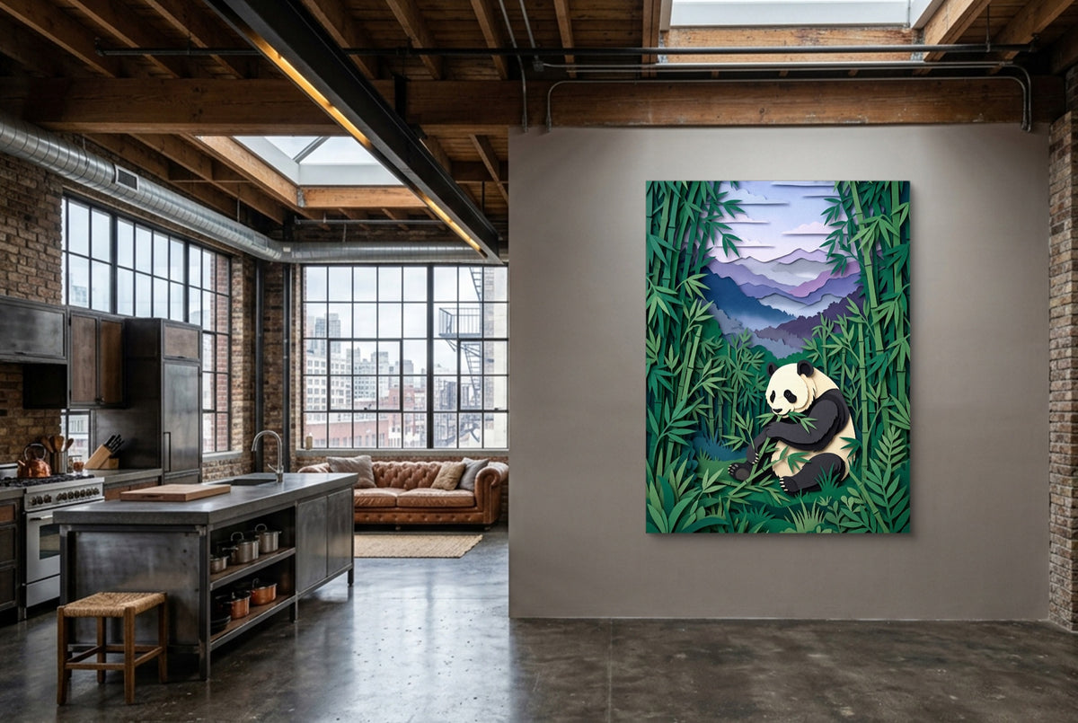 Panda Sanctuary — panda sanctuary kitchen interior with island 1port flush print