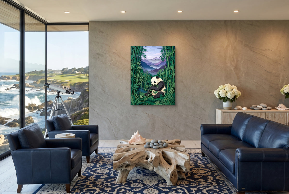 Panda Sanctuary — panda sanctuary living room with ocean view 1port flush print