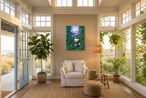 Panda Sanctuary — panda sanctuary living room with plants 1port flush print