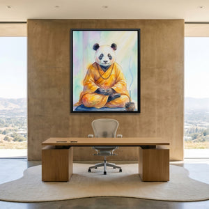 Panda Zen Meditation canvas wall art, room view